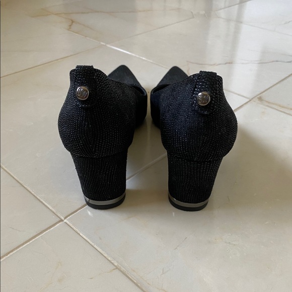 Black Sparkle Stuart Weitzman Pointed Toe Heels - Picture 3 of 5